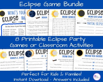 Jeux Eclipse 2024 à imprimer, Activités Eclipse solaire du 8 avril 2024 pour enfants et adultes, Idées de fêtes Eclipse, Jeux Eclipse, Jeux pour la classe