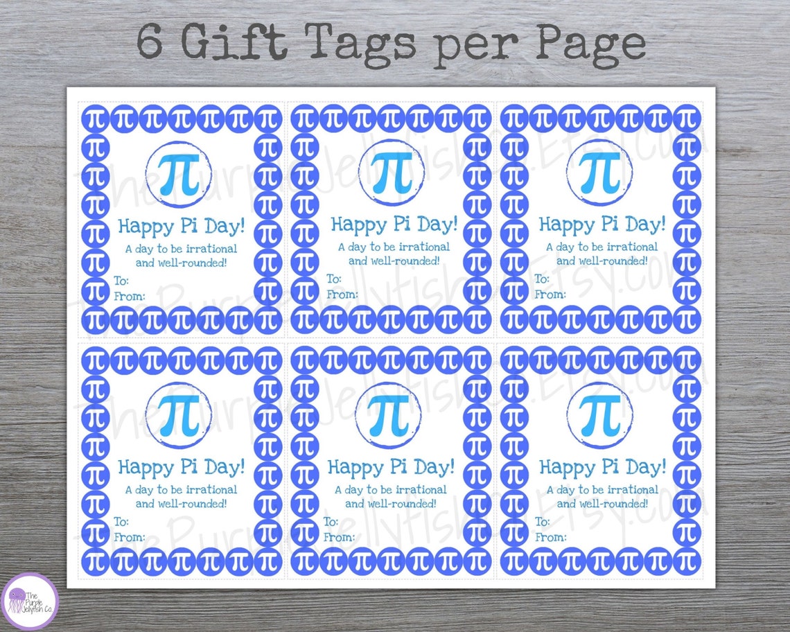 Pi Day Gift Tag, Printable Pi Day Card for Teachers, Pi Day Idea for