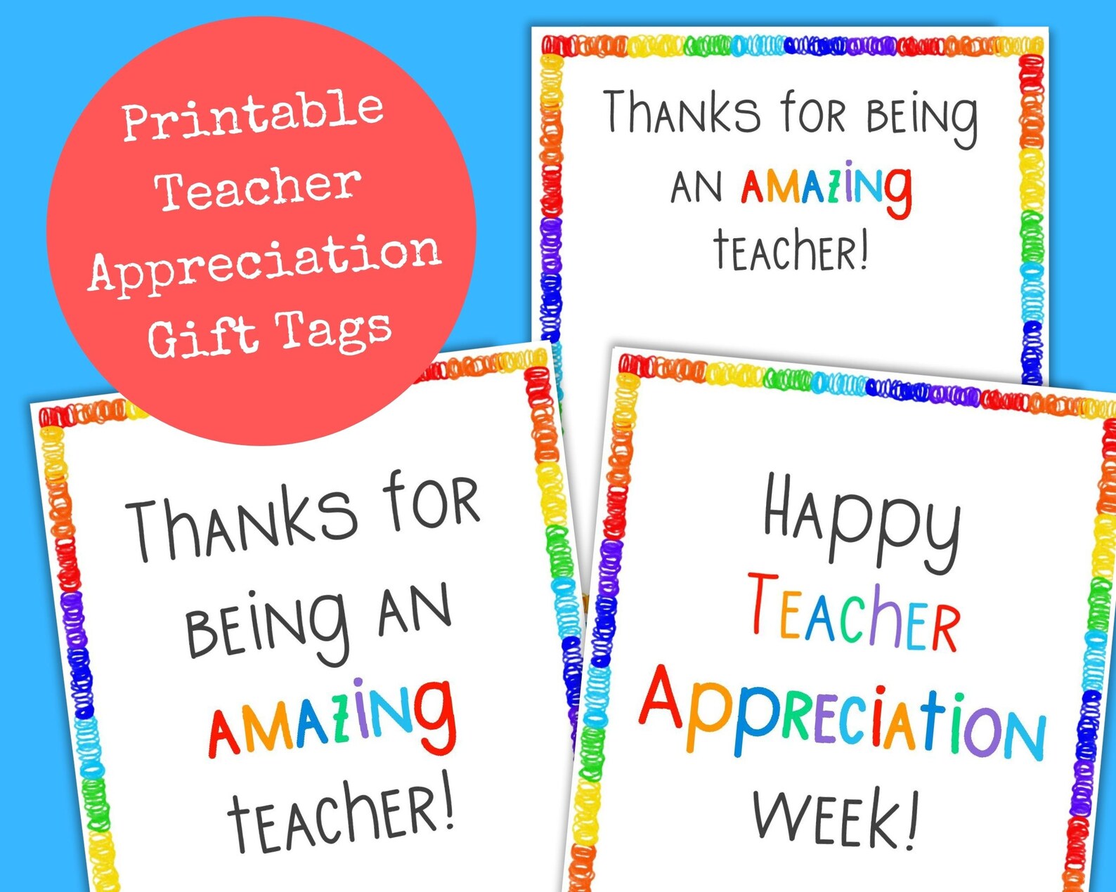 Teacher Appreciation Gift Tag Printable, Teacher Appreciation Week