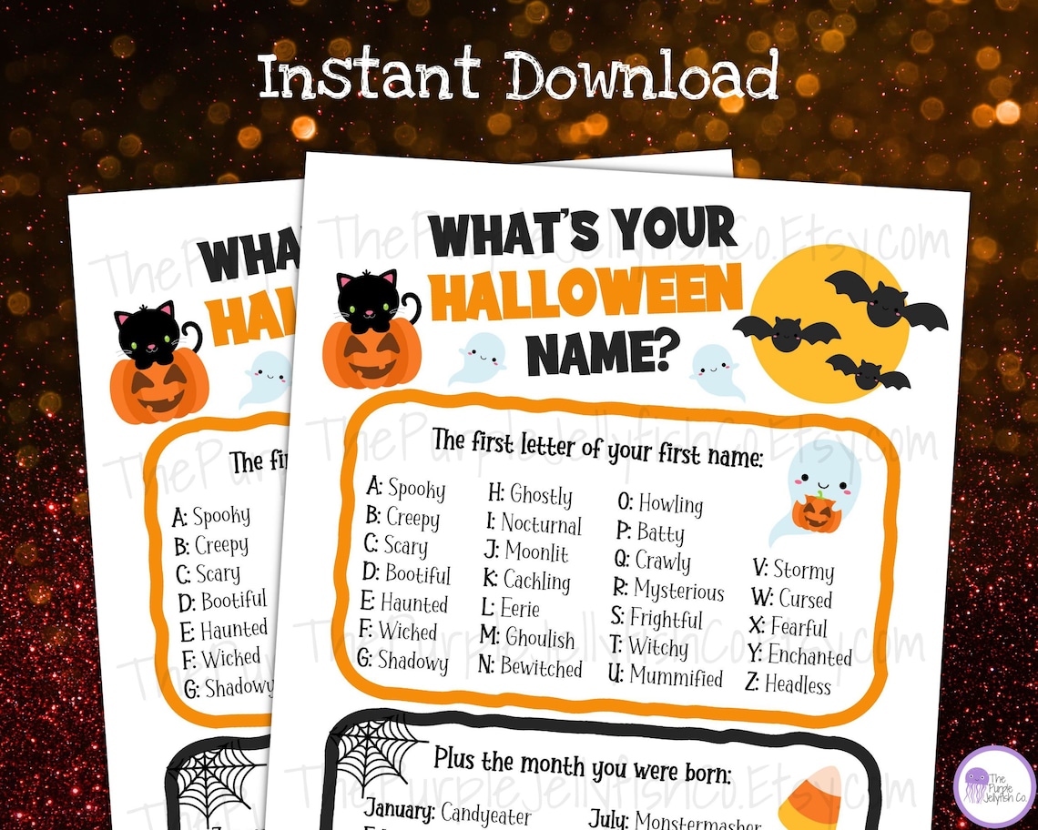 What's Your Halloween Name Halloween Name Game Halloween Etsy