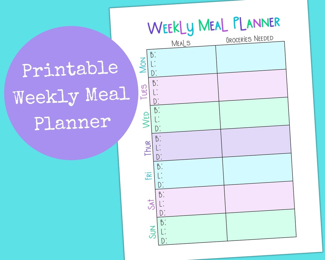 Printable Weekly Meal Planner & Grocery List Printable Weekly - Etsy