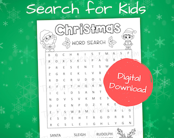 Christmas Activity for Kids, Christmas Word Search Puzzle, Christmas Worksheets Printable, Holiday Classroom Games, Christmas Games Kids