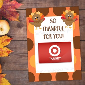 Titulaire de la carte-cadeau de Thanksgiving, étiquette cadeau de Thanksgiving imprimable, reconnaissant pour votre idée de cadeau, professeur de cadeau de remerciement, employé, bénévole