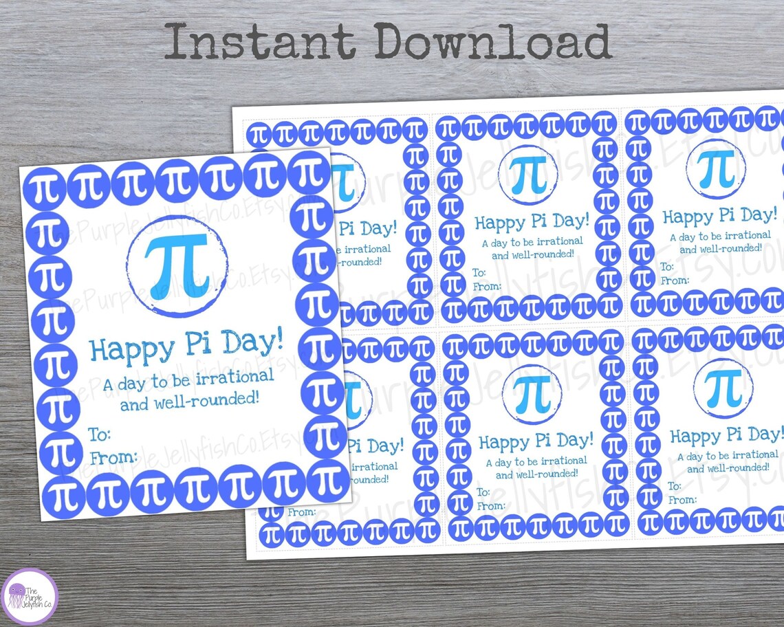 Pi Day Gift Tag, Printable Pi Day Card for Teachers, Pi Day Idea for