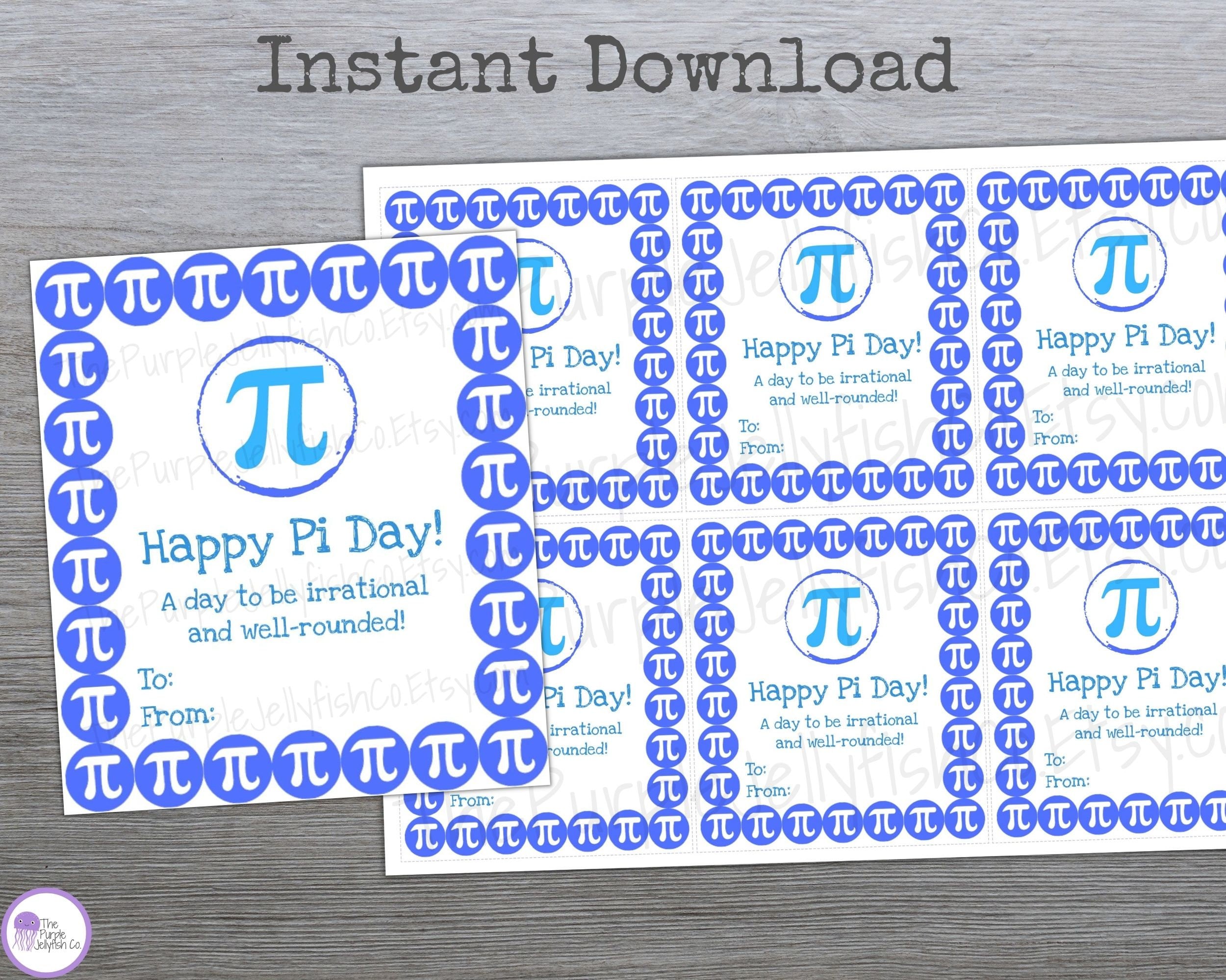 Pi Day Gift Tag, Printable Pi Day Card for Teachers, Pi Day Idea for