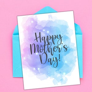 Hemelse Moederdagkaart, Happy Mother's Day afdrukbaar, kosmische moederdagkaart, Galaxy afdrukbare kaart voor moeder, Instant Download wenskaart