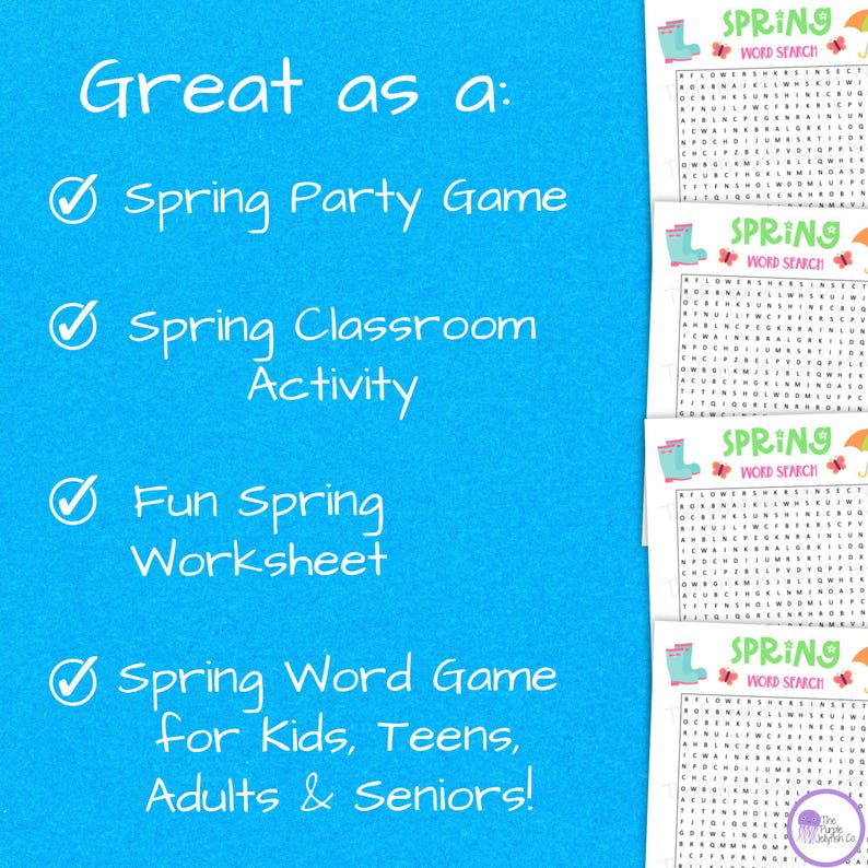Spring Word Search Printable, Fun Spring Activity for Kids & Adults ...