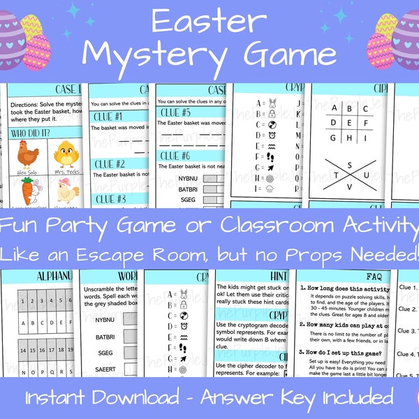 Easter Mystery Game for Kids, Easter Escape Room for Teens, Printable Easter Activity, Scavenger Hunt, Easter Party Idea, DIY Spring Game