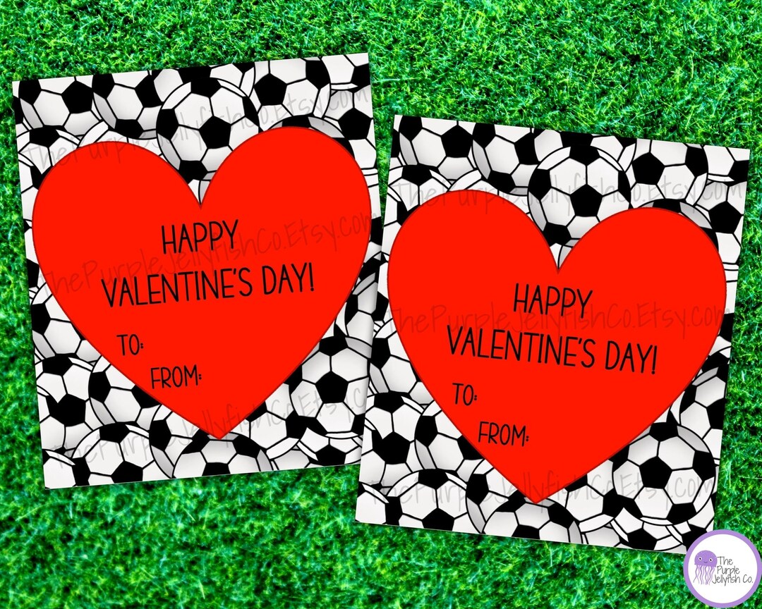 thumbnail interactive-video image 1 of Soccer Valentines Cards Kids Valentines Day Printables, School 1 of 9