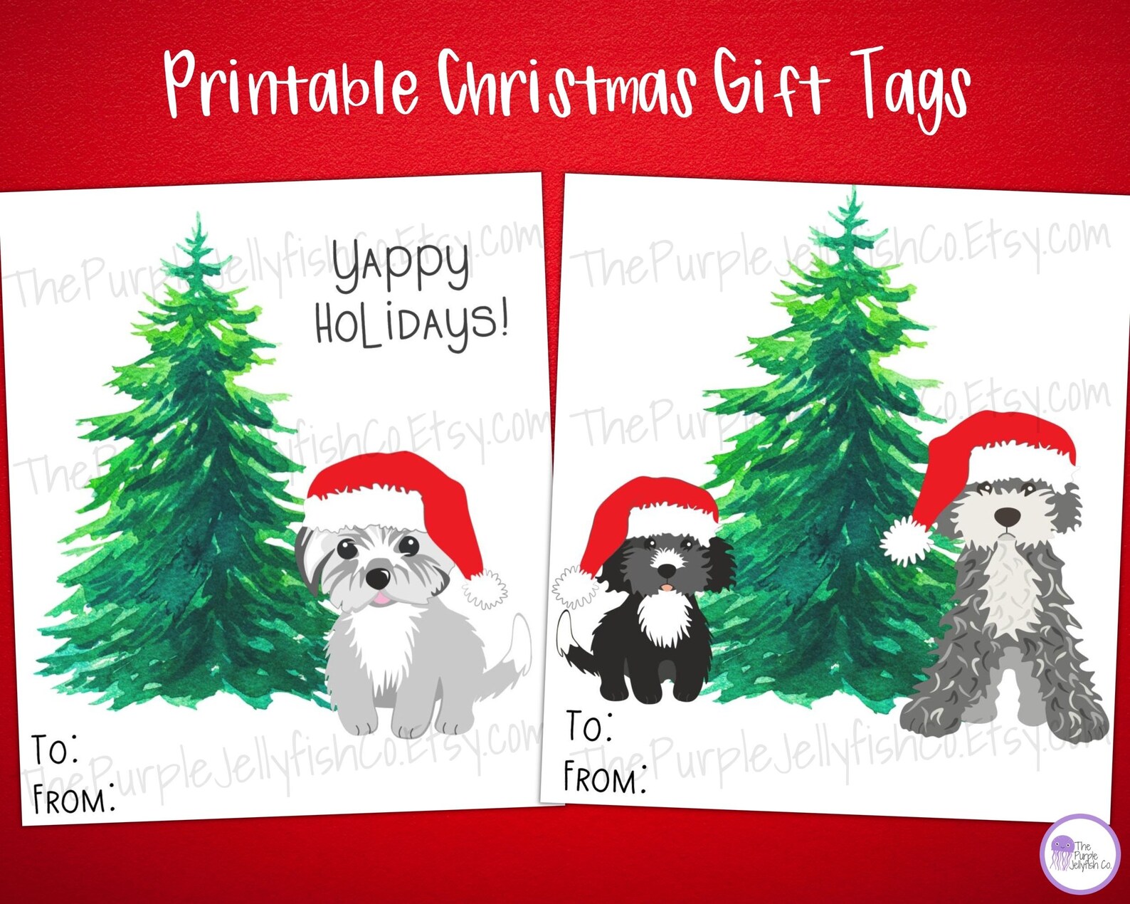 Dog Christmas Gift Tags Printable Christmas Gift Tags Etsy