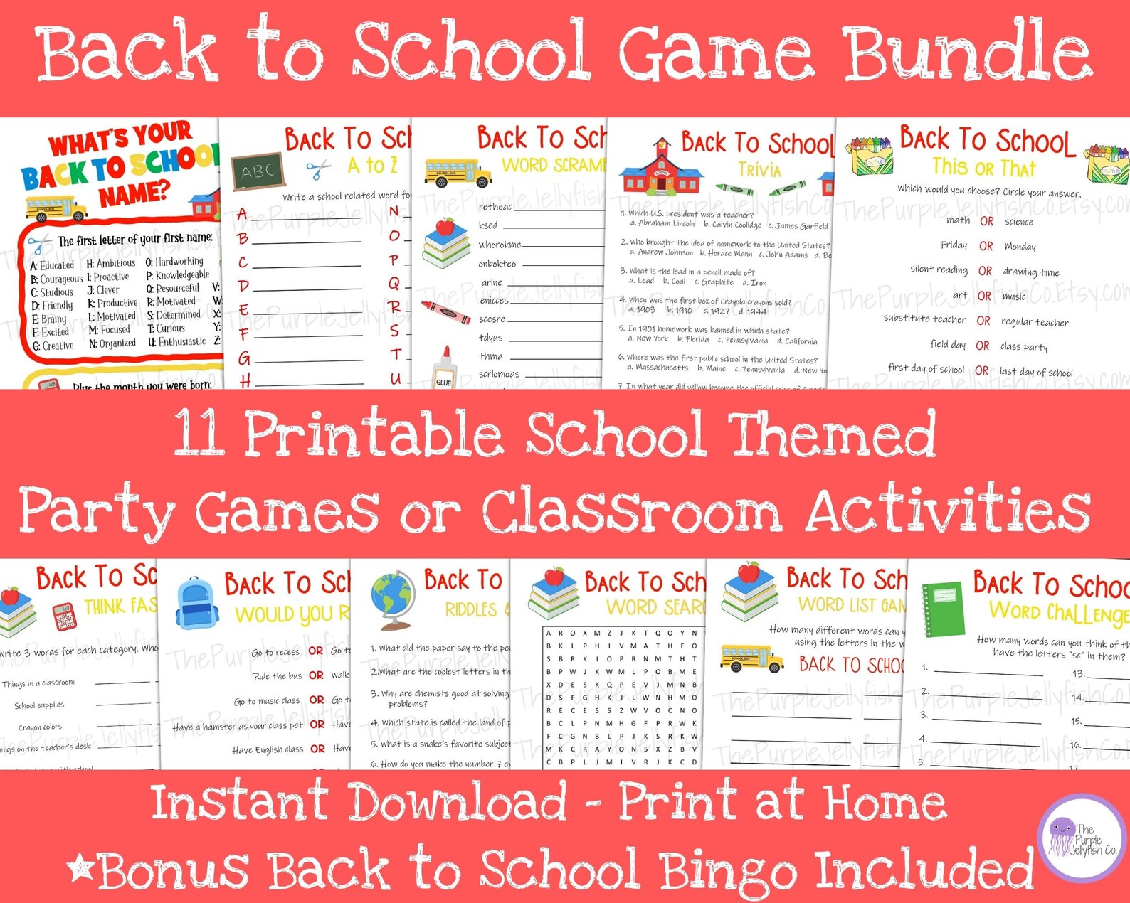 Back to School Game Bundle, First Day of School Activity Printable, Ice