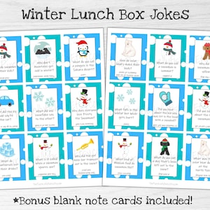 Lunch Box Notizen für Kinder, Winter Lunch Box Witze, Lunchbox Karten, Weihnachts Lunch Box Notizen, Gesellschaftsspiel, Adventskalender Füllstoff