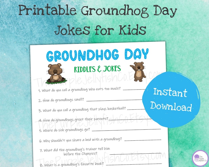 Groundhog Day Jokes, Printable Game for Groundhog Day, Groundhog ...