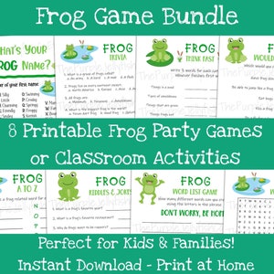 Frog Game Bundle, Printable Games for Kids, Frog Birthday Party Ideas, Spring Classroom Activities, Leap Year Activities, Leap Day Birthday