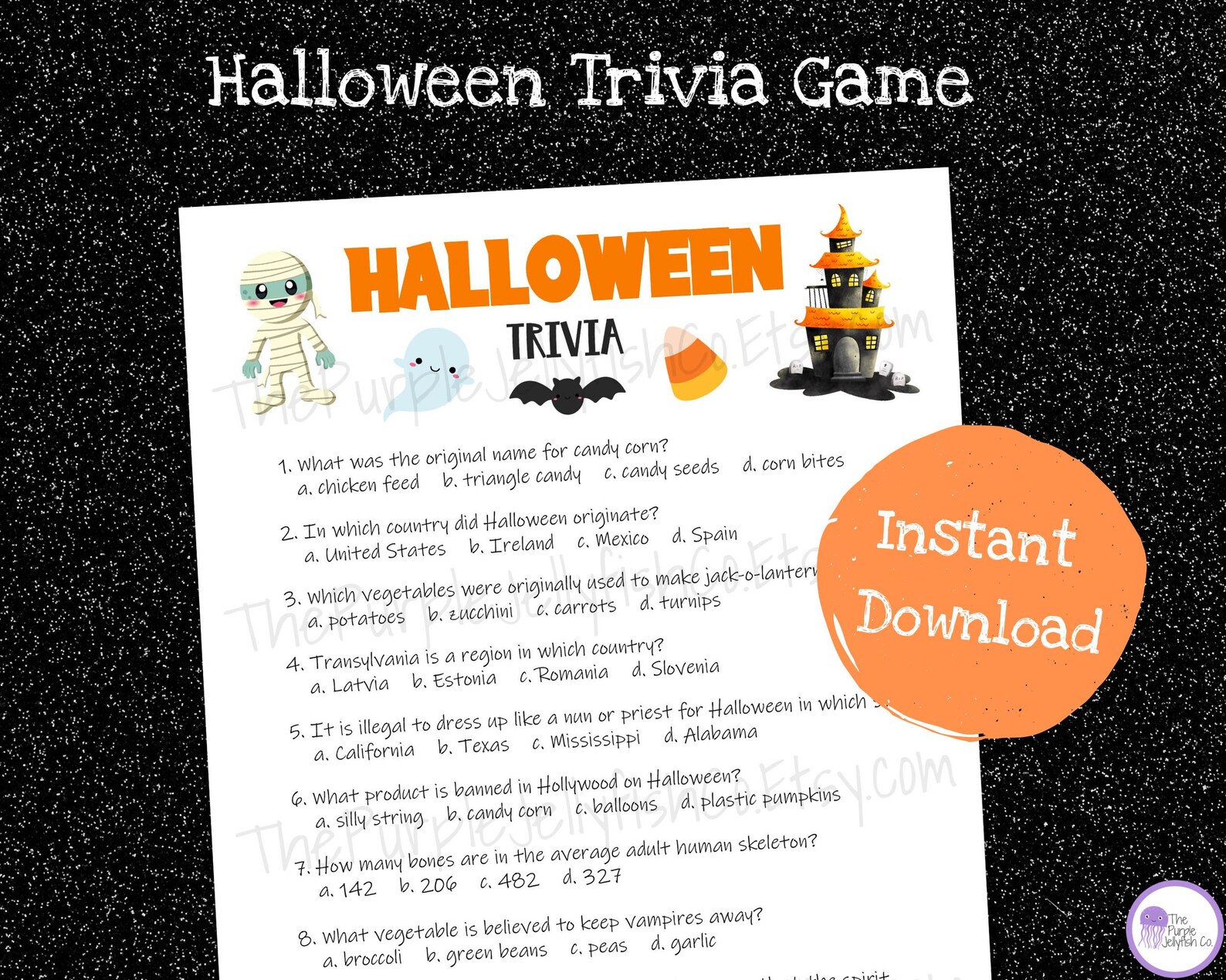 Halloween Trivia Game Halloween Game Printable Halloween - Etsy