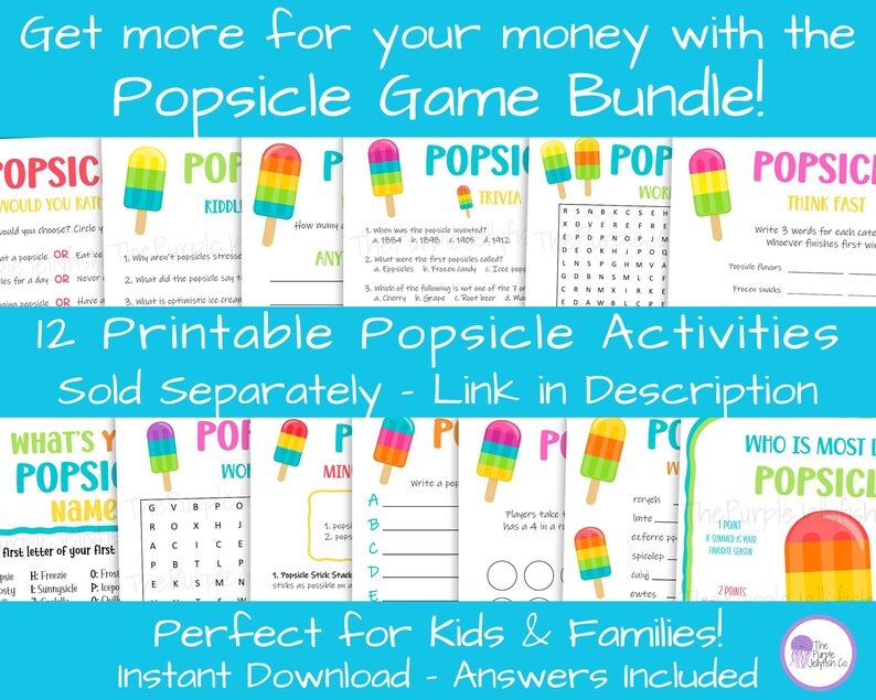 Popsicle Party Game, Would You Rather Questions for Kids Teens Adults