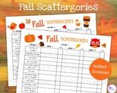 Fall Scattergories Game Printable Fall Party Game for Kids Teens & Adults, Fall Harvest Festival Idea, Autumn Classroom Activity Word Game