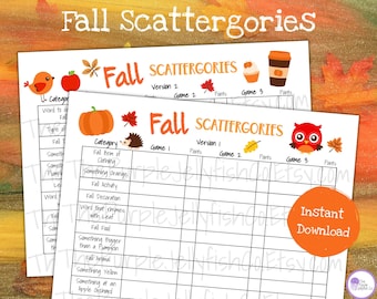Fall Scattergories Game Printable Fall Party Game for Kids Teens & Adults, Fall Harvest Festival Idea, Autumn Classroom Activity Word Game