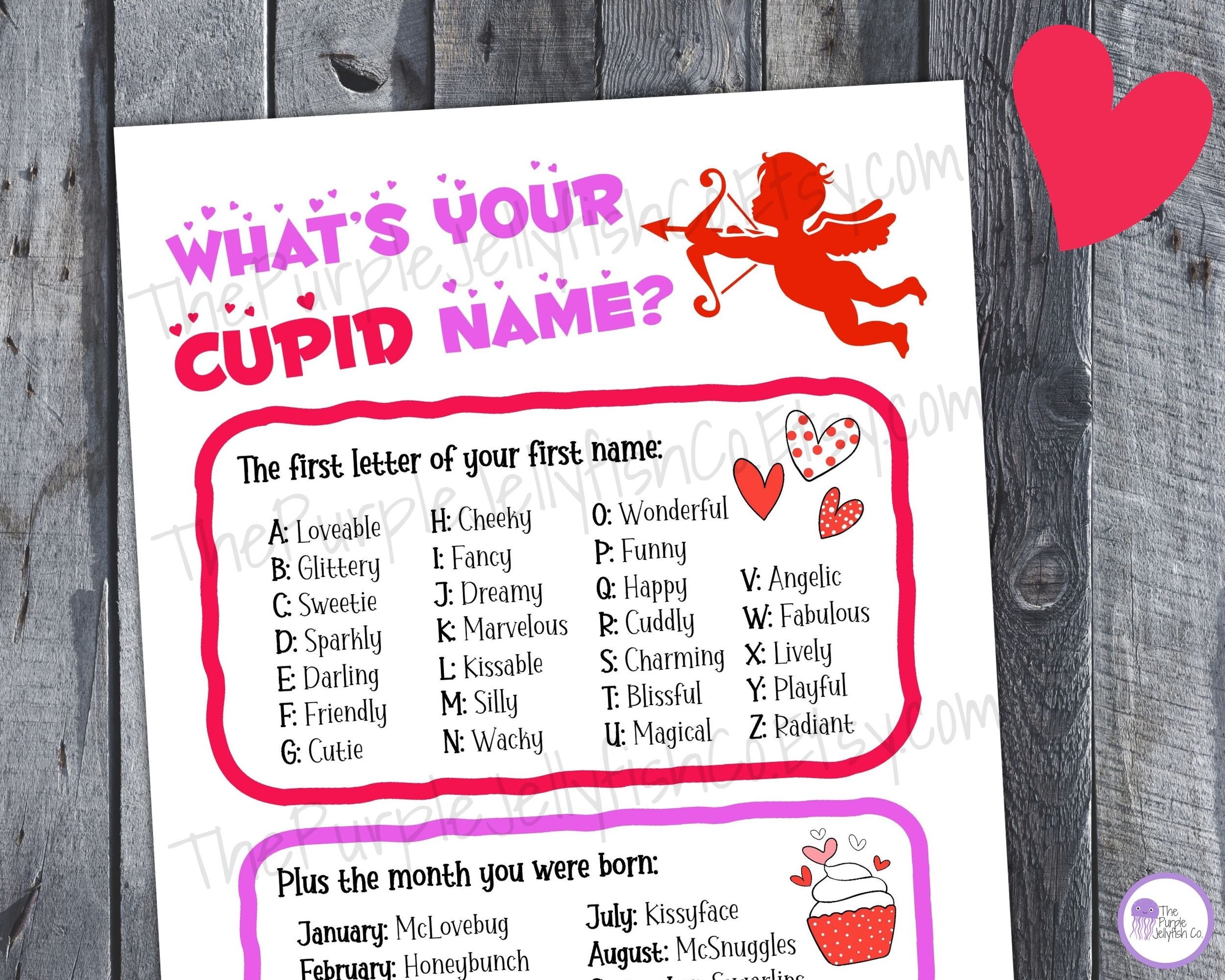 Cupid Name Game Fun Valentines Game for Kids Printable - Etsy