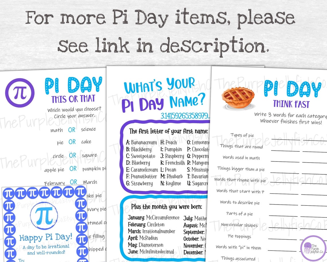 Pi Day Trivia Game for Kids and Adults, Printable Pi Day Activity, Pi