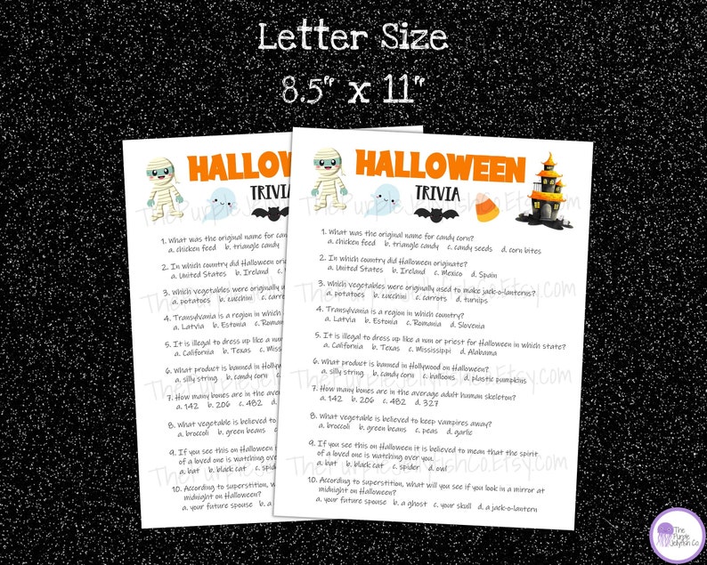 Halloween Trivia Game Halloween Game Printable Halloween - Etsy
