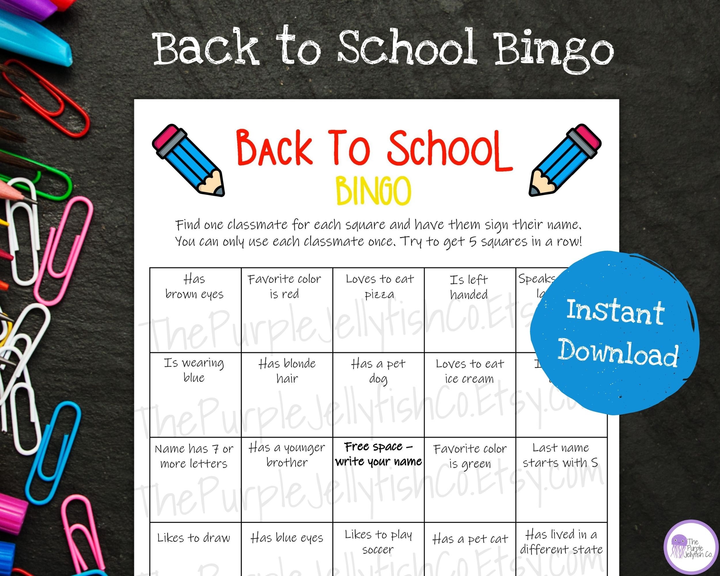 Back to School Icebreaker Bingo Game for Kids Printable, Beginning of ...