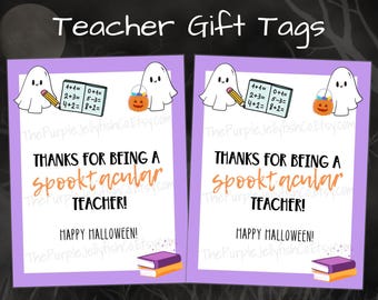 Halloween Lehrer Geschenkanhänger zum Ausdrucken, Spooktacular Lehrer Beutel Anhänger, süßer Geist Halloween Danke Tag, Boo Korb Tag Lehrer Boo Tasche