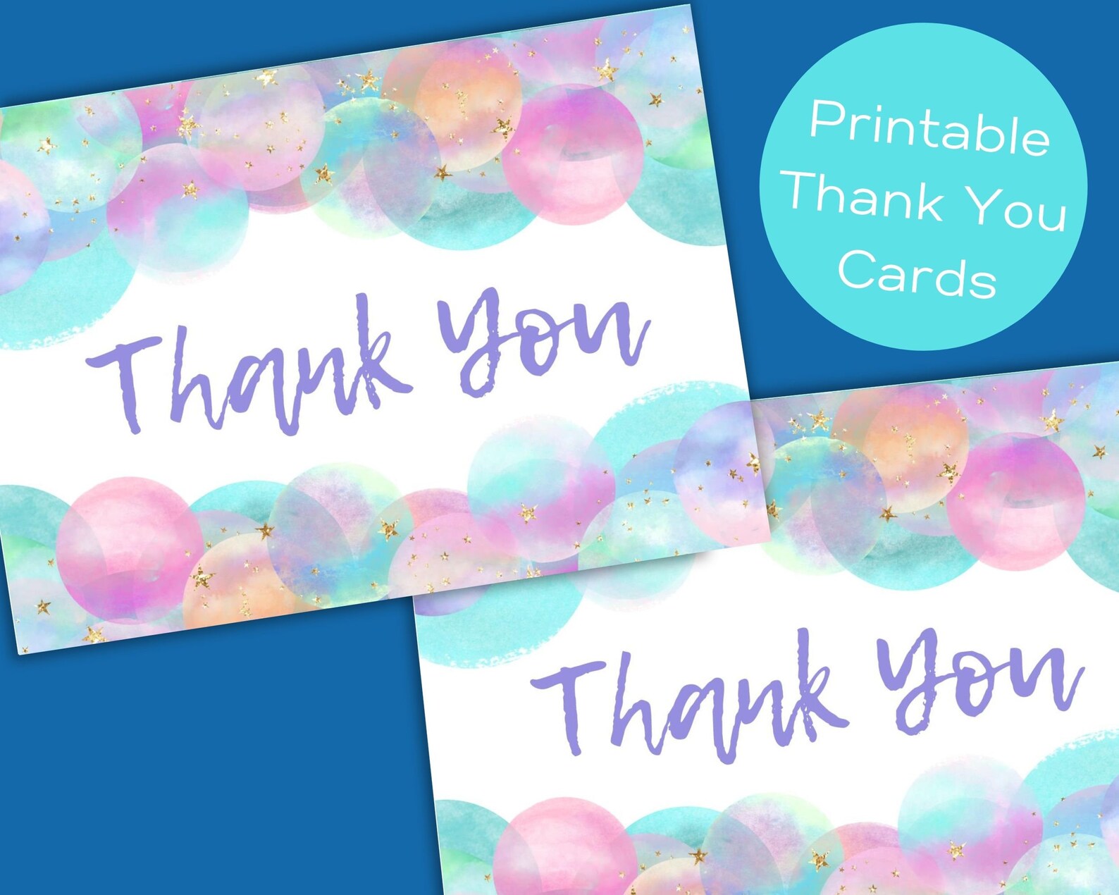 Printable Bubbles Thank You Card Folding Thank You Card - Etsy