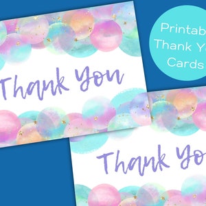 Printable Bubbles Thank You Card Folding Thank You Card - Etsy