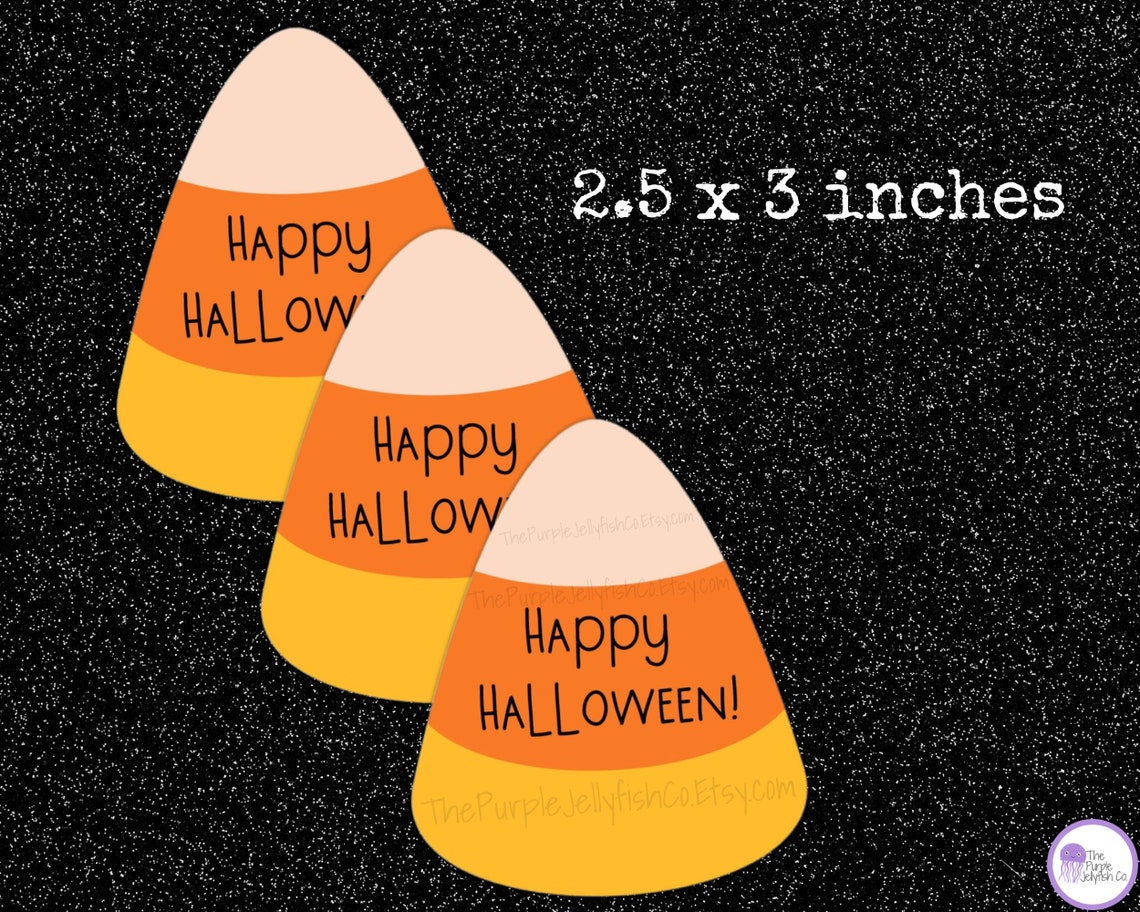 Candy Corn Halloween Printable Tag Happy Halloween Tags - Etsy