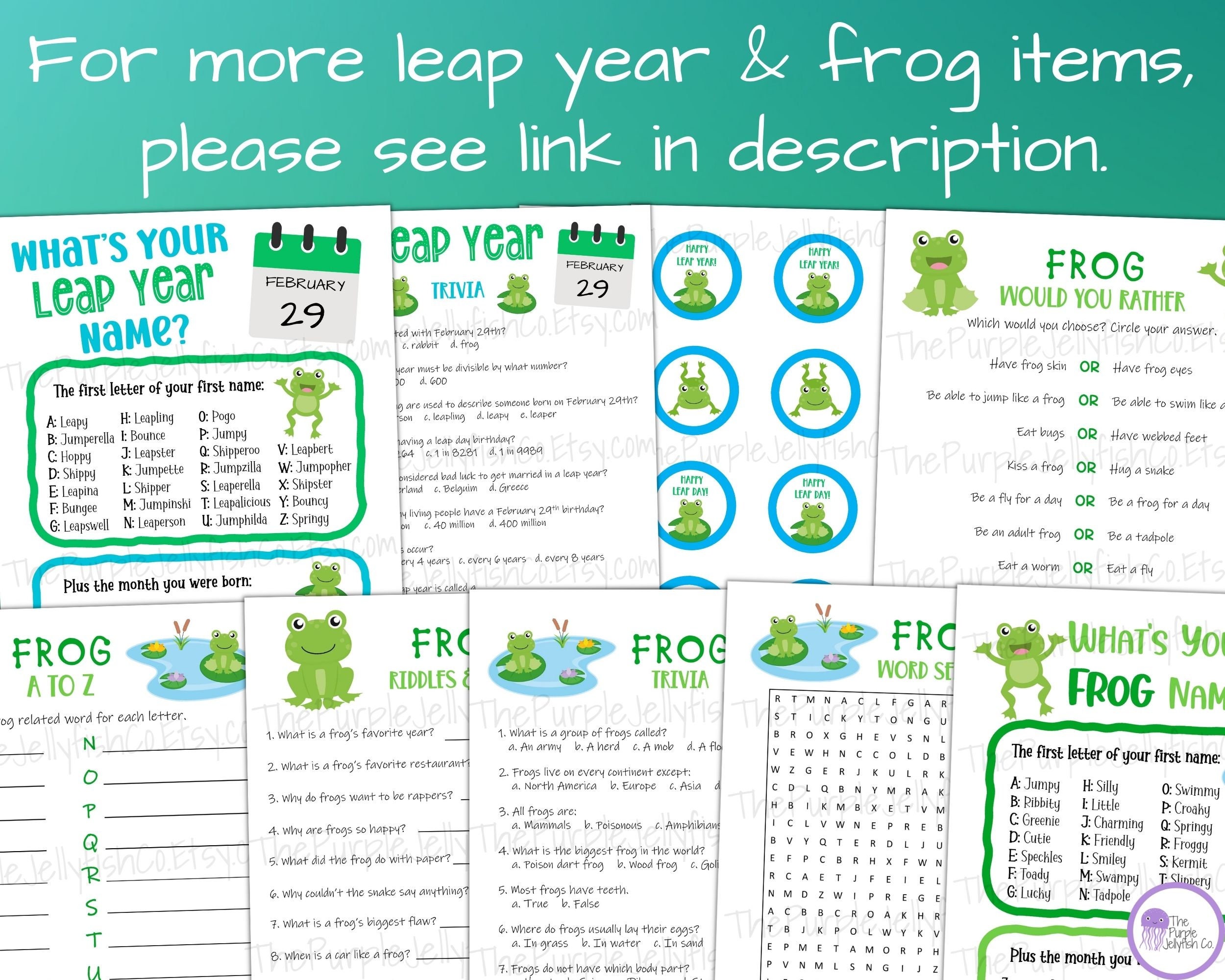 Leap Year Games Printable, Leap Year Party Idea, February 29 Classroom Activities, Leap Day ...