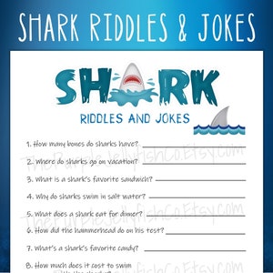 Printable Shark Jokes for Kids, Shark Week Game, Ocean Activity, Shark Theme Party Game, Shark Week Party Idea, Shark Unit Study