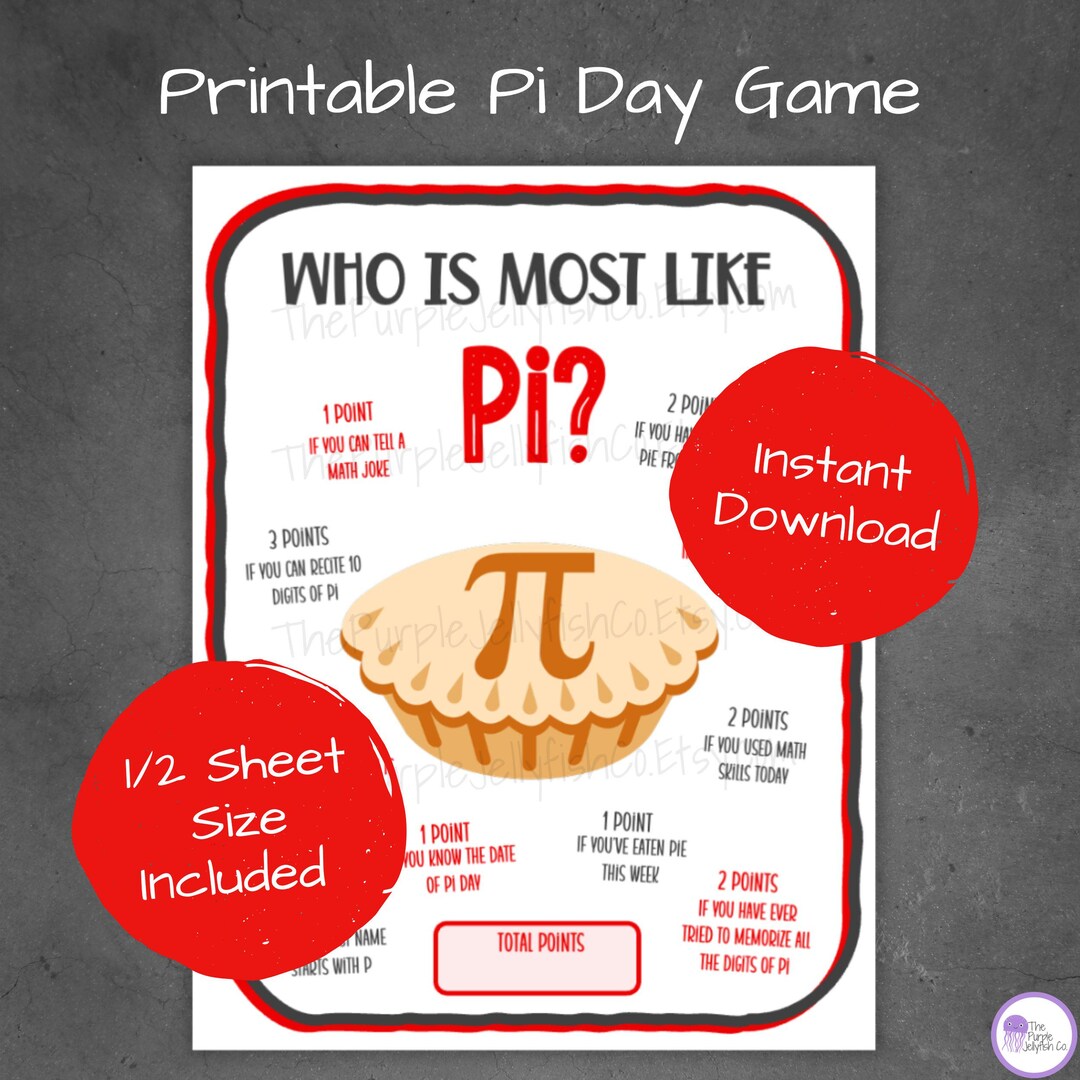Pi Day Game, Who is Most Like Pi Math Pi Day Activity for Kids, Pi Day ...