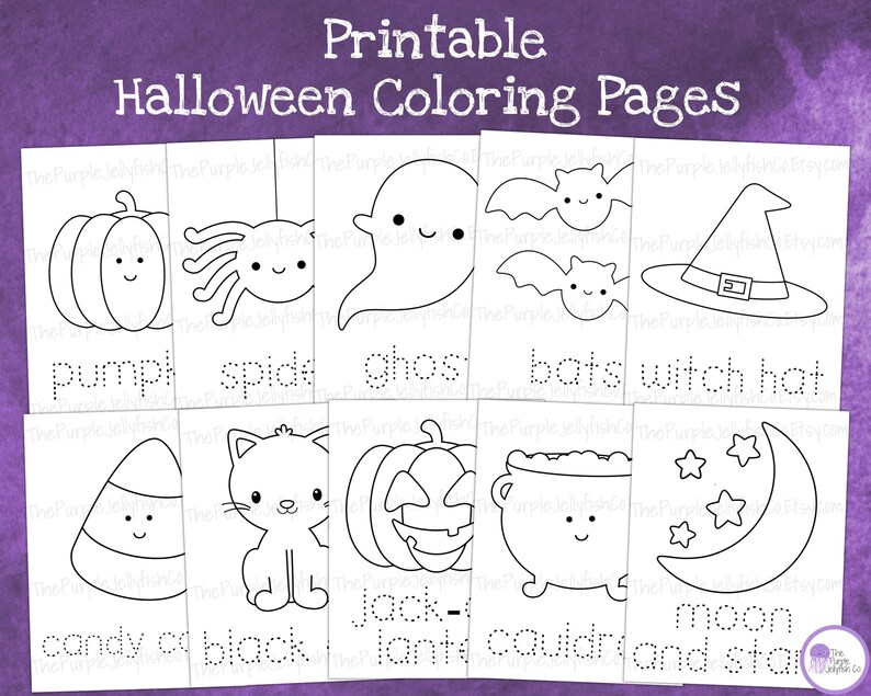 Printable Halloween coloring pages. Fun Halloween activity for kids. Great as part of a Halloween preschool unit study, toddler school, or as a Halloween tracing worksheet for kids. fun halloween activity sheet for toddlers, preK and kindergarten!