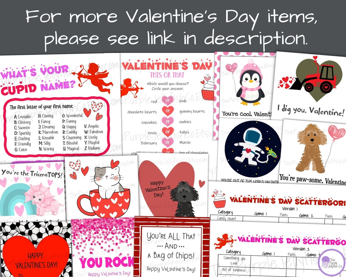 Shark Valentine Cards for Kids Printable, School Valentines for Class ...