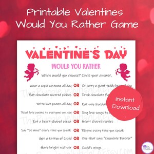 Would You Rather Valentine&#39;s Day Game, Printable Valentines Activity for Kids & Teens, Valentines Class Party Idea, This or That Questions