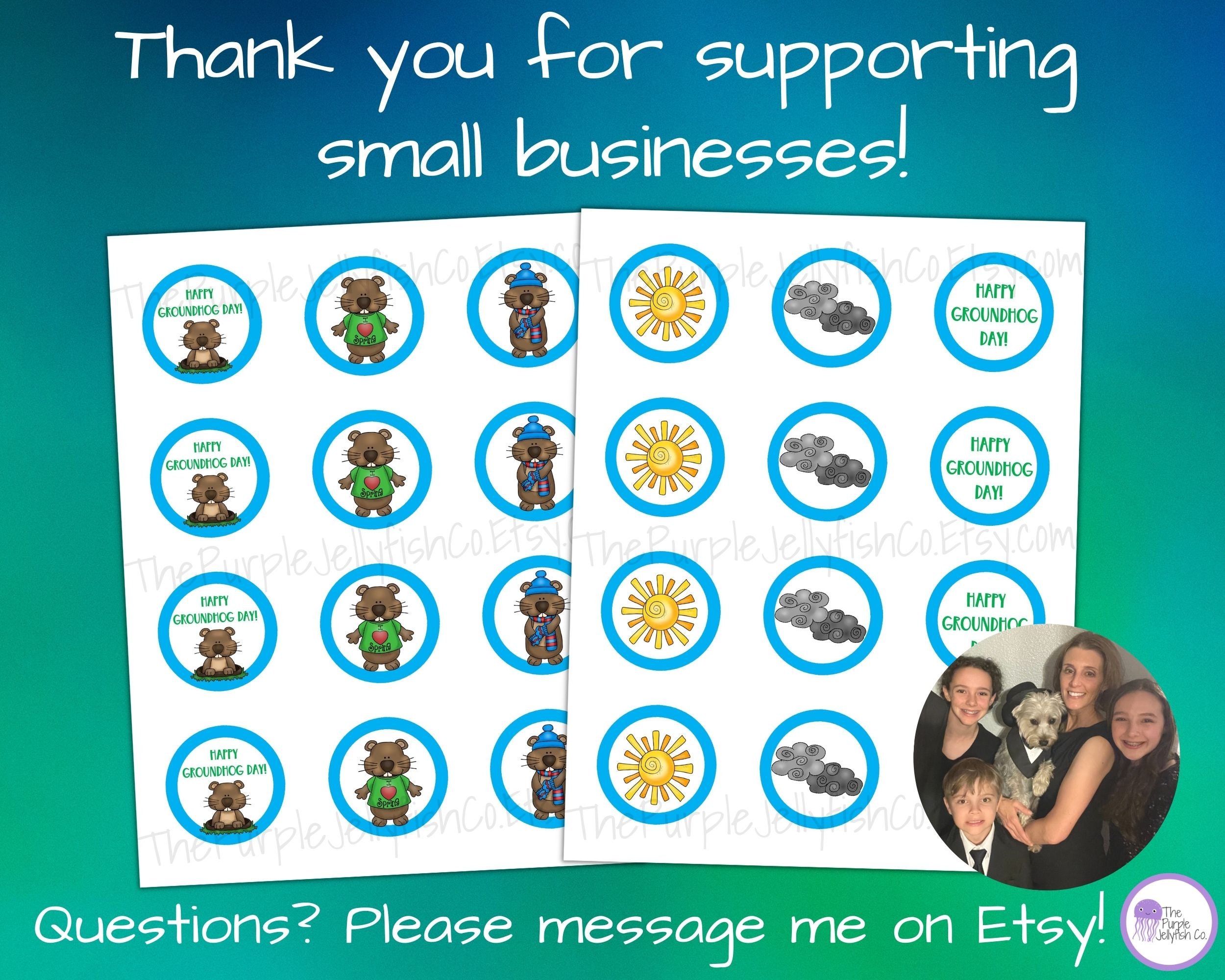 Groundhog Day Cupcake Toppers Printable, Happy Groundhog Day Party ...
