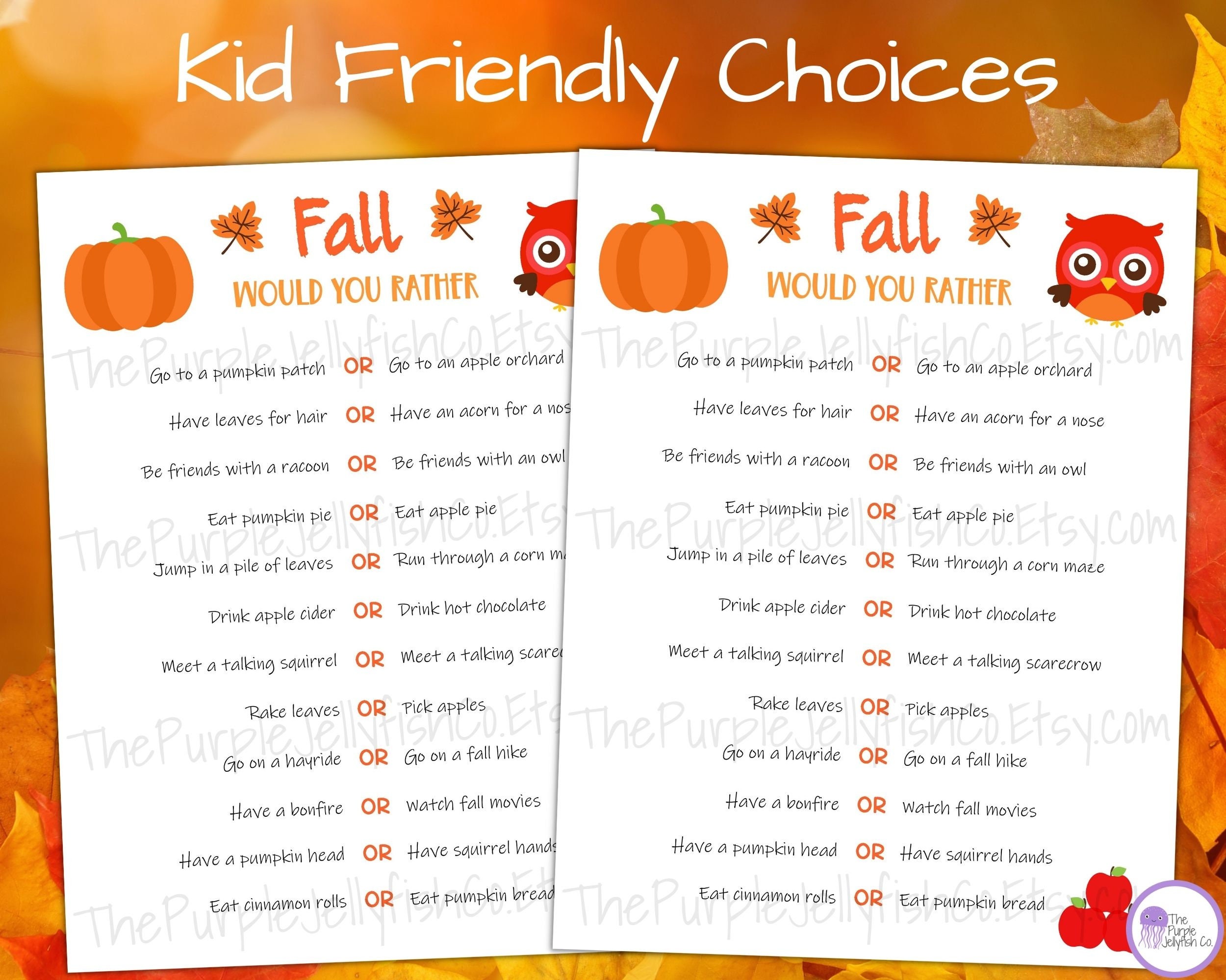 Fall Themed Would You Rather Questions for Kids