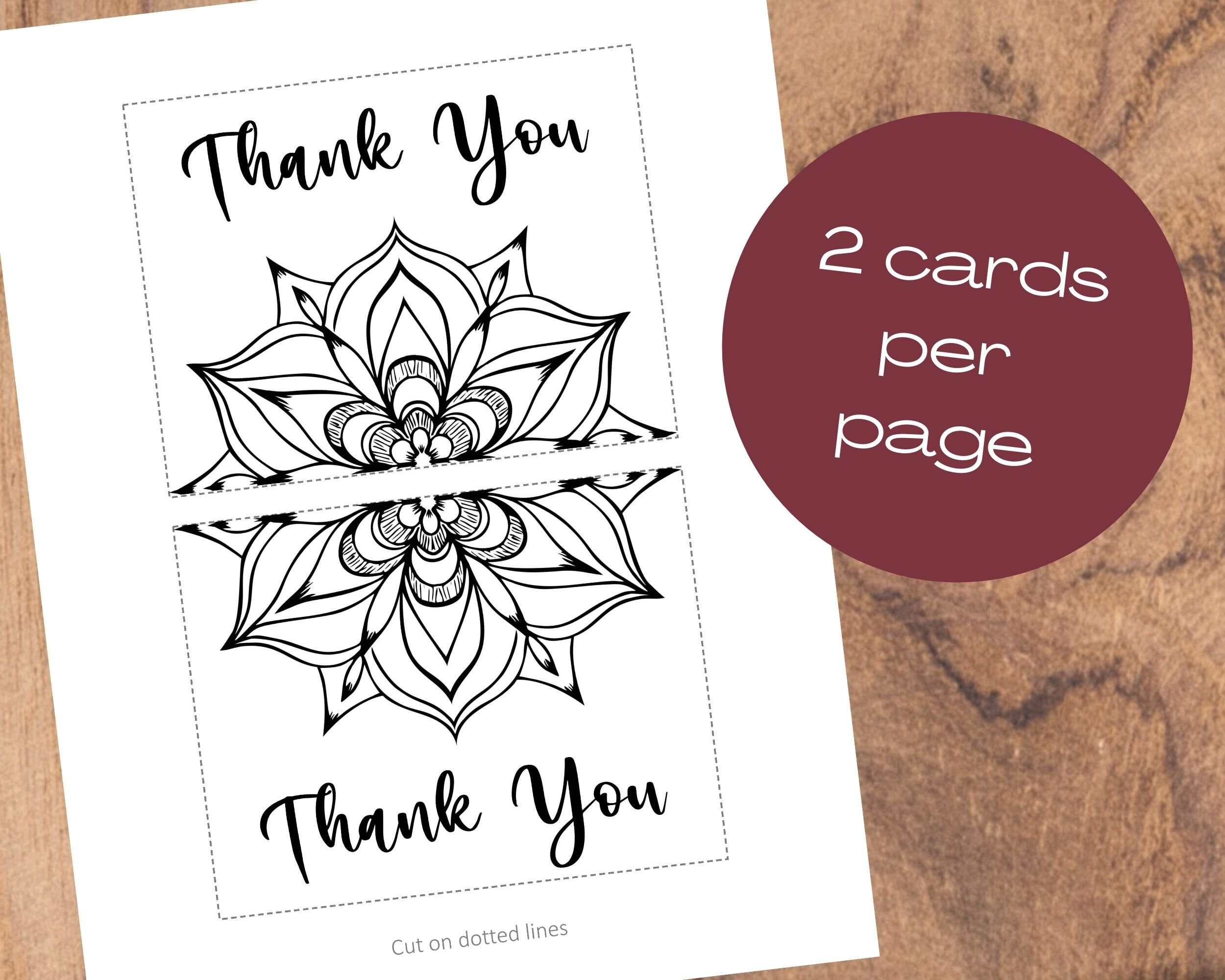 Thank You Notecard Printable Mandala Thank You Card Digital - Etsy