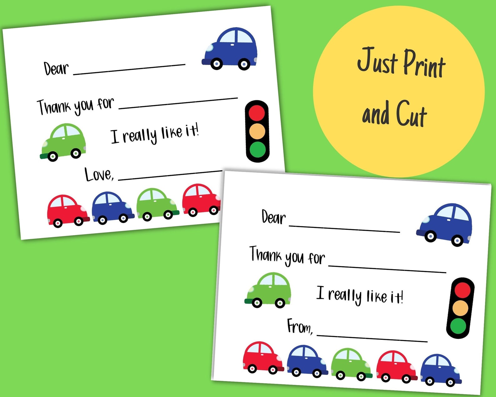 Printable Car Thank You Card for Kids Fill in the Blank - Etsy