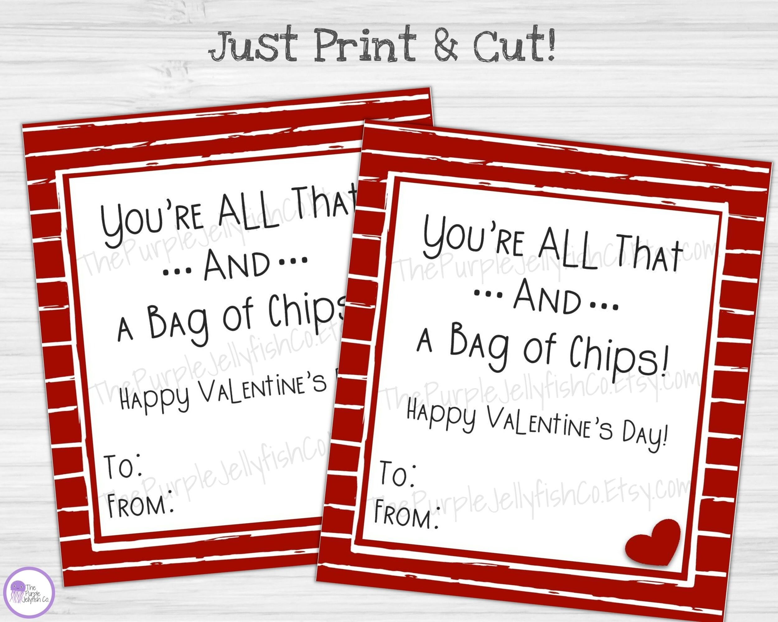 You're All That and a Bag of Chips Valentines for Etsy