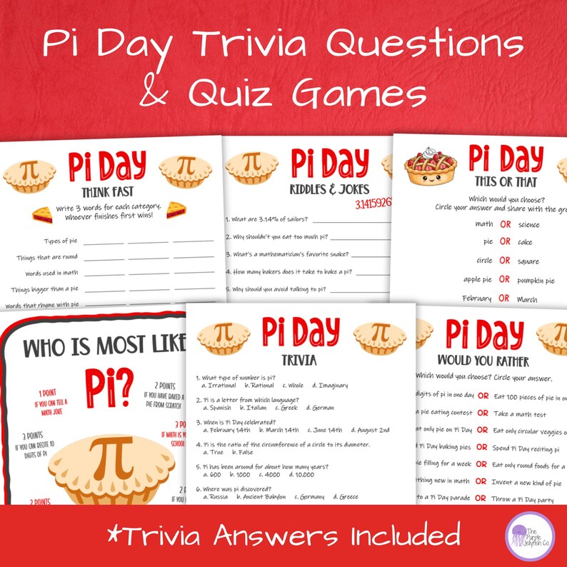 Pi Day Game Bundle, Pi Day Activities for Kids and Adults, Pi Day Party ...
