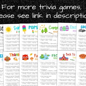 for more trivia games, please see link in description. eclipse trivia, summer trivia, popsicle, camping, easter, groundhog day, winter, thanksgiving, fall, frog, back to school, pi day trivia + more!