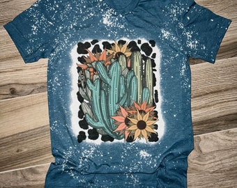 Kaktus Rindsleder Gebleichtes Hemd • Sonnenblumen Kaktus • Western Gebleichtes Hemd