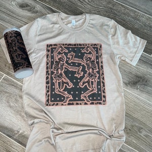 Dancing Skeletons • Glass Tumbler • Glass Mug with Spoon • Bleached Shirt