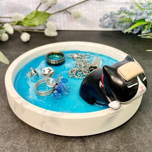 Jewelry Dish, Tuxedo Cat Trinket Tray, Kawaii Jewelry Dish, Cute Ring Holder, Desk Organizer for Cat Lovers