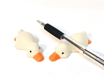 Handmade Ceramic Duck Chopstick Holder: Chopstick Rest, Pen Rest, Spoon Rest, Paintbrush Rest