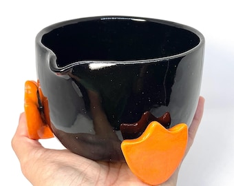 Handmade Matcha Bowl: 19oz Black Duck Matcha Bowl, Chawan, Katakuchi Bowl, Tea Ceremony, Matcha  Latte