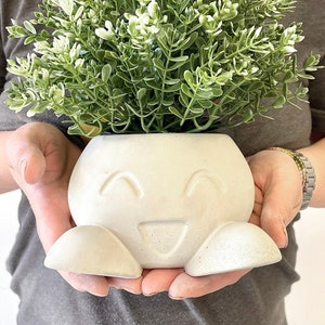 Radish Anime Creature Planter – Large Concrete Succulent Pot, Pocket Monster Inspired, Cute Indoor/Outdoor Decor for Home & Office