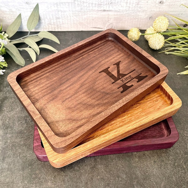 Personalized Wood Tray, Desk Organizer, Valet Tray, Catchall Tray, Ring Dish, Organizer Tray, Men's Key Tray, Wedding Gift, engagement gift